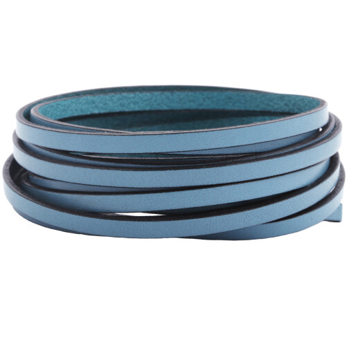 Flaches Lederband Himmelblau (schwarzer Rand) 5x2mm