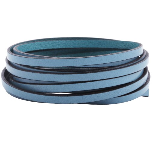 Flat leather strap Sky Blue (black edge) 5x2mm