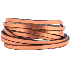 Flat leather strap Metallic Copper (black edge) 5x2mm