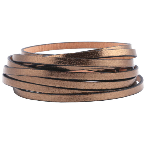 Flaches Lederband Metallic Bronze (schwarzer Rand) 5x2mm
