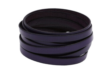 Flat leather strap Purple (black edge) 10x2mm