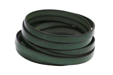 Flaches Lederband Grün (schwarzer Rand) 10x2mm