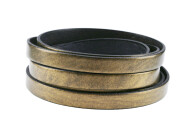 Flaches Lederband Metallic Altgold (schwarzer Rand) 10x2mm