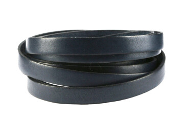 Flat leather strap Night Blue (black edge) 10x2mm