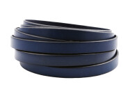 Bracelet en cuir plat Bleu foncé (bord noir) 10x2mm