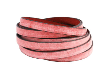 Cinturino in pelle piatta Rosso vintage (bordo nero) 10x2mm