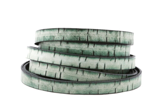 Bracelet en cuir plat Vert Rainures Vintage 10x2mm