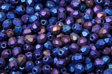 Feuerpolierte Glasschliffperlen Matte Iris Blue 4mm