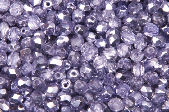 Perles de verre polies au feu Tanzanite Half Coated 4mm