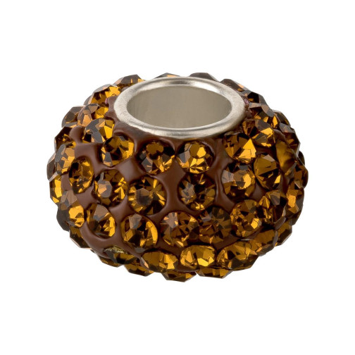 Large Hole Bead with 84 Crystal Stones Mocca ID 4.7mm