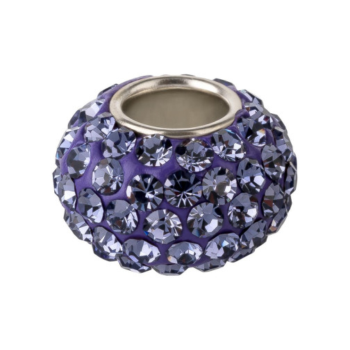 Perla foro largo con 84 cristalli Tanzanite ID 4,7mm