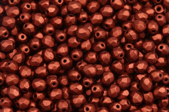 Feuerpolierte Glasschliffperlen Matte Metallic Dark Copper 4mm