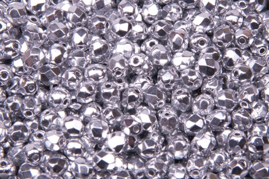 Cuentas de vidrio pulidas al fuego Silver 4mm