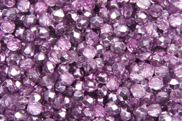 Cuentas de vidrio pulido al fuego Coated 1/2 Silver Plum4mm