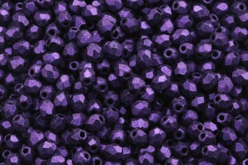Fire polished glass beads Metallic Suede Purple 3mm