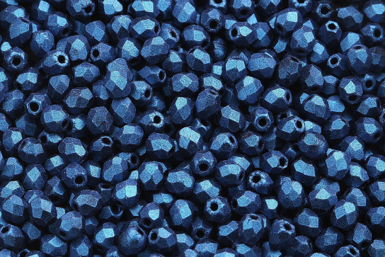 Cuentas de vidrio pulido al fuego Metallic Suede Blue 3mm