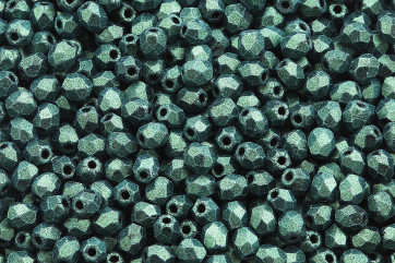 Fire polished glass beads Metallic Suede Light Green 3mm