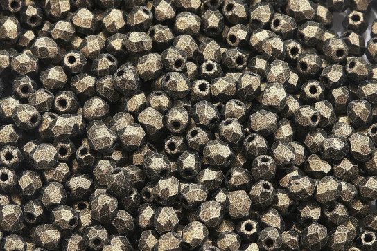 Firepolished glass beads Metallic Suede Gold 3mm