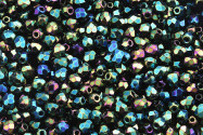 Firepolished glass beads Iris Green 3mm