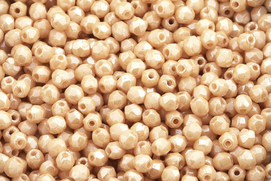 Firepolished glass beads Luster Opaque Beige 3mm