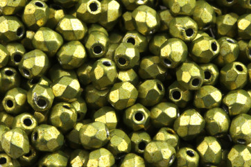 Firepolished glass beads Saturated Met Primrose Yellow 3mm
