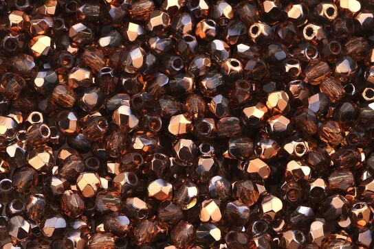 Perles de verre polies au feu Copper Smoky Topaz 3mm