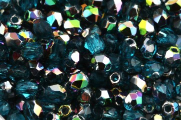 Fire polished glass beads Vitral Teal 3mm