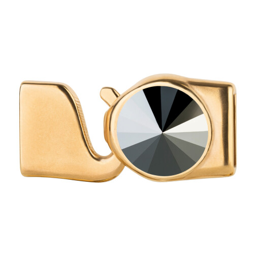 Hook closure with Rivoli 12mm Jet Hematite (ID 10x2mm) gold