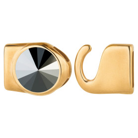 Hook clasp with Rivoli 12mm Jet Hematite (ID 10x2) gold...