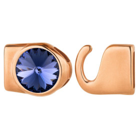 Fermoir crochet avec Rivoli 12mm Tanzanite (ID 10x2) or...