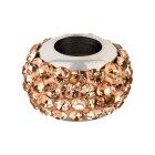 Edelstahl Großlochperle mit Strass Shamballa Peach ID 5mm