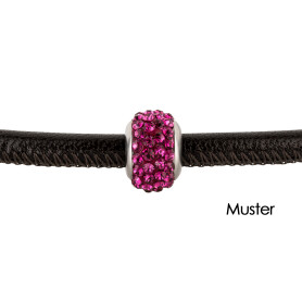 Cuenta de acero inoxidable con cristal de estrás Fucsia Shamballa ID 5mm