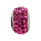 Cuenta de acero inoxidable con cristal de estrás Fucsia Shamballa ID 5mm