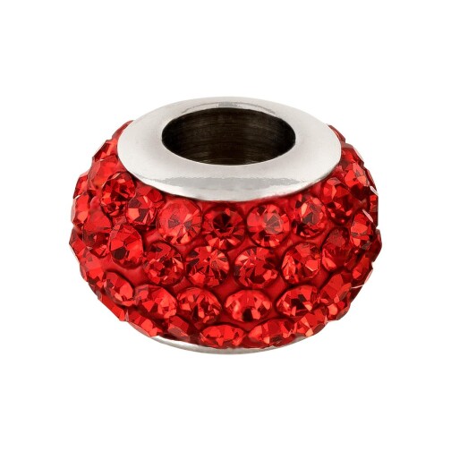 Perlina in acciaio inox con strass Shamballa Siam ID 5mm