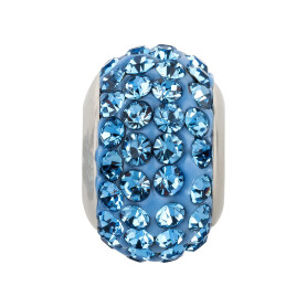 Stainless steel bead with rhinestone Shamballa Sapphire...