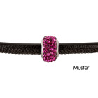 Roestvrij stalen kraal met grote gaten en strass Shamballa Sapphire  ID 5mm