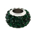 Perlina in acciaio inox con strass Shamballa Verde scuro ID 5mm