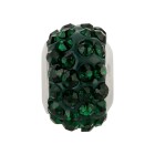 Perlina in acciaio inox con strass Shamballa Verde scuro ID 5mm