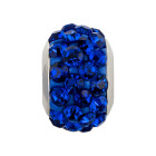Stainless steel bead with rhinestone Shamballa Blue ID 5mm