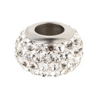 Stainless steel bead with rhinestone Shamballa Crystal ID 5mm
