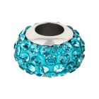 Edelstahl Großlochperle mit Strass Shamballa Aquamarine ID 5mm