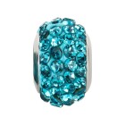 Edelstahl Großlochperle mit Strass Shamballa Aquamarine ID 5mm