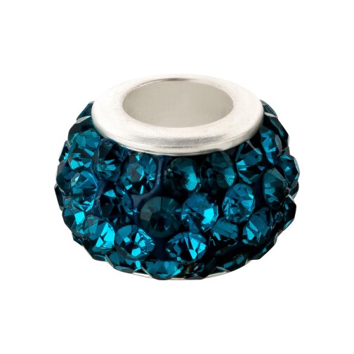 Cuenta Shamballa de gran agujero Indicolite 12mm (ID 5mm)