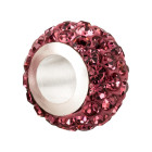 Brillante cuenta Shamballa agujero grande Fuchsia ID 5mm