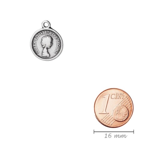 Zamak-Anhänger Münze antik silber 13mm 999° versilbert