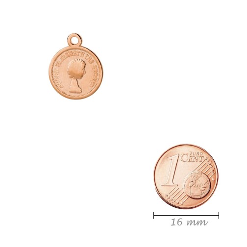 Zamak-Anhänger Münze rose gold 13mm 24K rose vergoldet