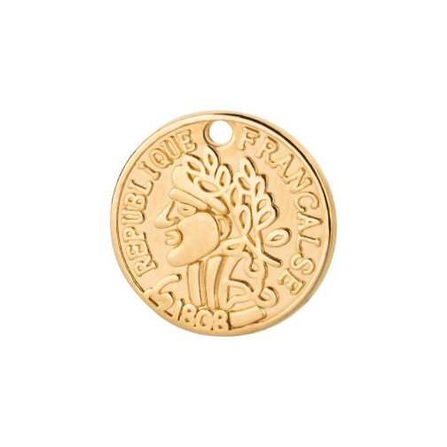 Colgante de Zamak Moneda de oro 15mm chapado en oro 24K