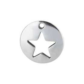 Zamak pendant round Star antique silver 16mm 999°...