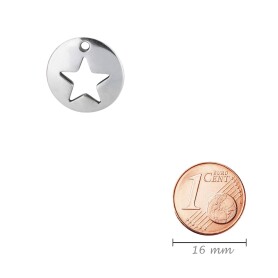 Zamak pendant round Star antique silver 16mm 999°...