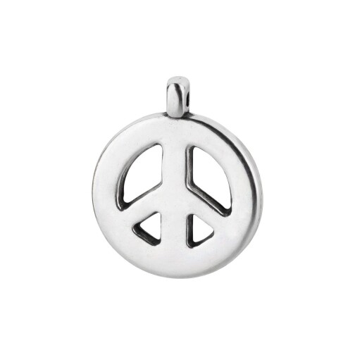 Pendentif en zamak Symbole de paix argent antique 15x18mm 999° plaqué argent